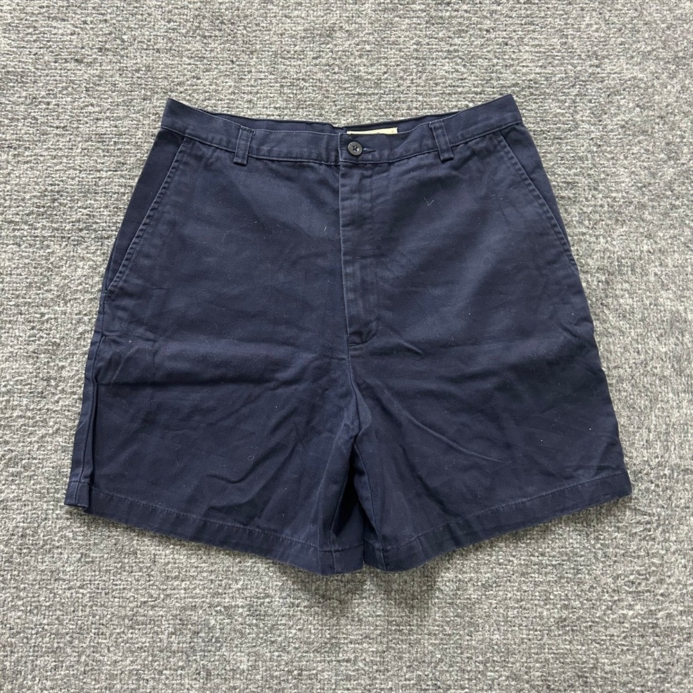 Eddie Bauer Shorts Womens Size8 Navy Blue Chino Cotton Classic Casual Flat Front
